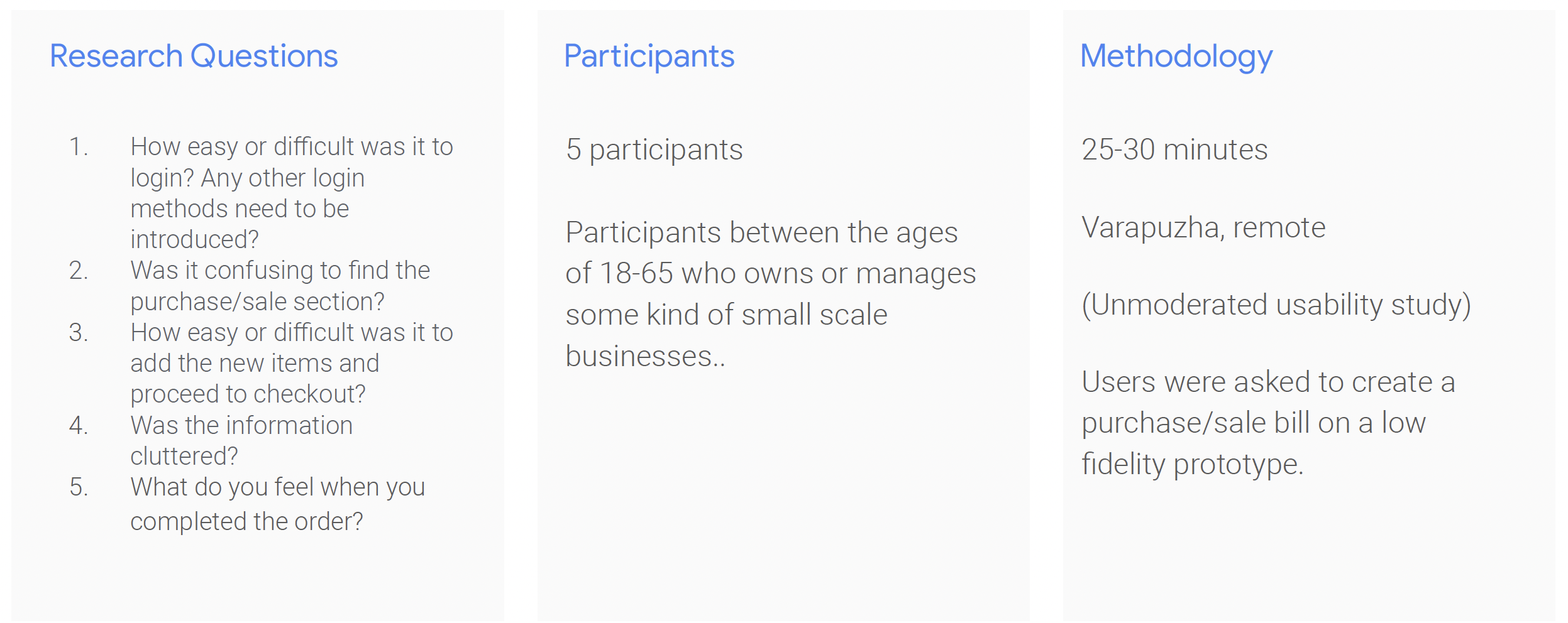 usability study summary